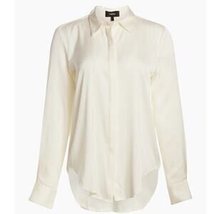 NEW Theory Sunaya Silk Blouse in Ivory Size Medium